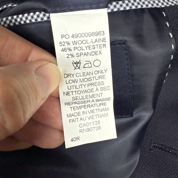 Tommy Hilfiger Navy Sport Coat Size 40R Mens Business Prom Formal Wedding Blazer - Picture 5 of 6